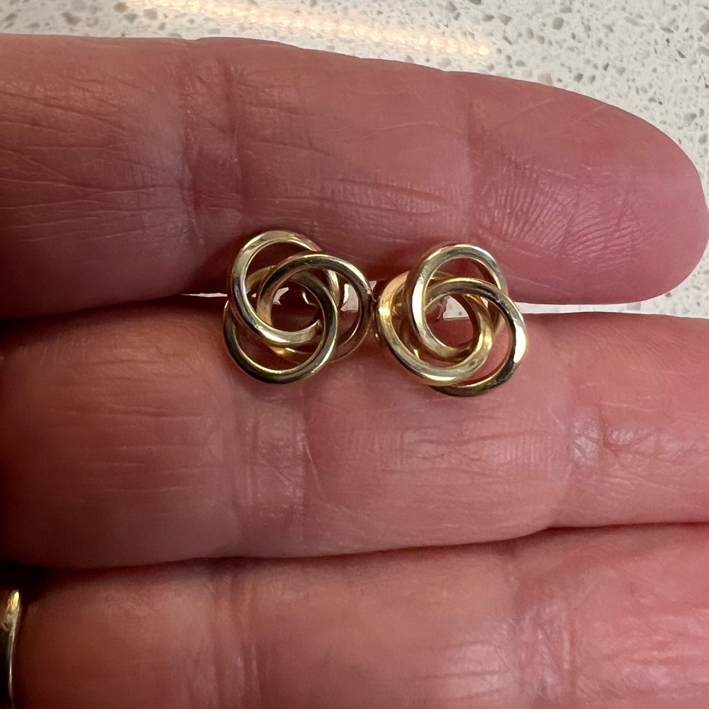 Solid 14k Yellow Gold Multi Circle Post Earrings - image 1